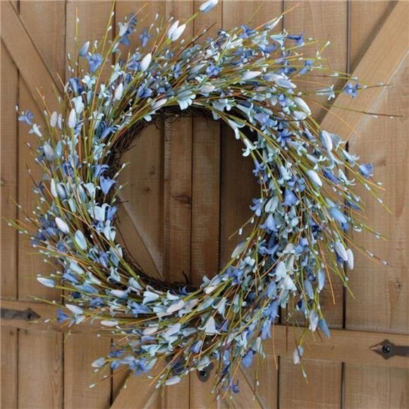 18inch Artificial Forsythia Flower Wreath, All Year Around Wreath for Front Door - Picture 5 of 7